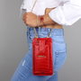 Zoozie Bags Bolso Cruzado de Piel Rojo con Compartimento para Teléfono
